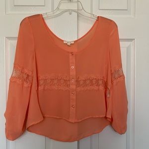 S Coral/Peach/Orange Button Down Shirt